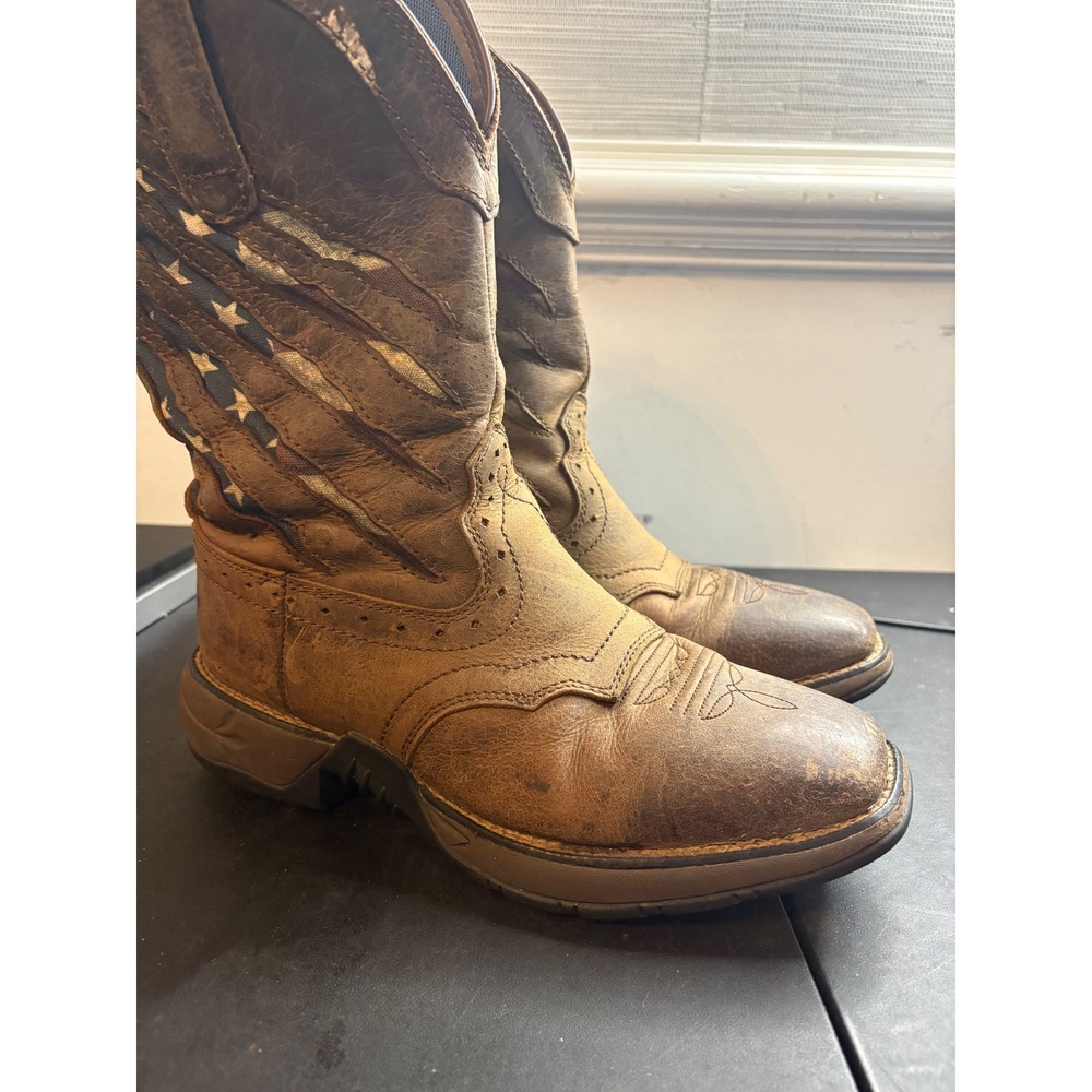 Rank 45 Womens Brown Leather American Flag Western Boots LLBF-3 FLAG Size 9M